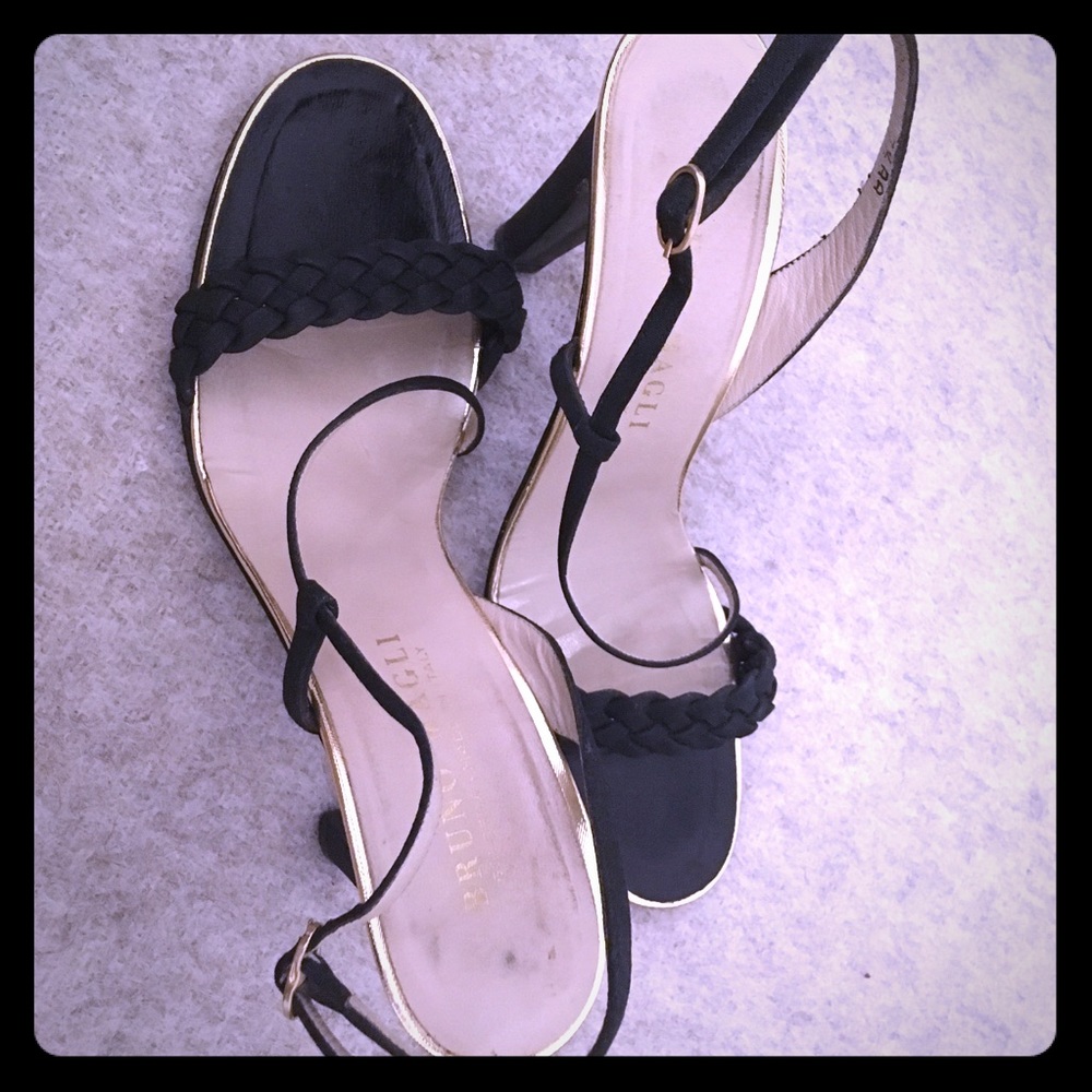 Bruno Magli Strappy Black Tie Sandals